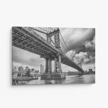 Cuadro en lienzo gran angular del puente Manhattan – Pixers®
