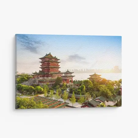 Cuadro en lienzo pabellón Tengwang al atardecer – Pixers®