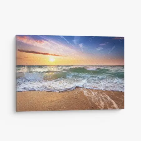 Cuadro en lienzo atardecer dorado en la costa – Pixers®