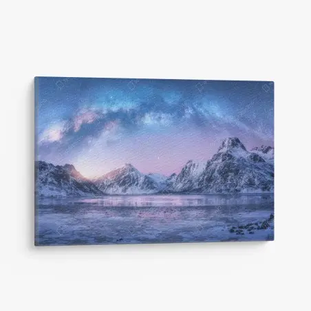 Cuadro en lienzo arco de la vía láctea sobre montañas nevadas – Pixers®