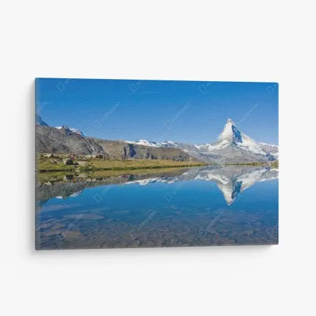 Cuadro en lienzo reflejo del Matterhorn sobre lago alpino – Pixers®