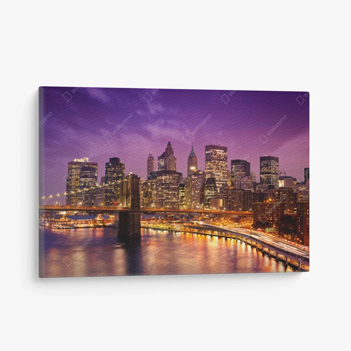 Cuadro en lienzo panorámica nocturna de Nueva York con puente iluminado – Pixers® Cuadro en lienzo panorámica nocturna de Nueva York con puente iluminado – Pixers®