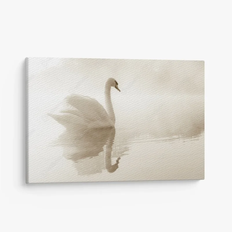 Cuadro en lienzo cisne en la niebla matinal