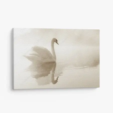 Cuadro en lienzo cisne en la niebla matinal – Pixers®