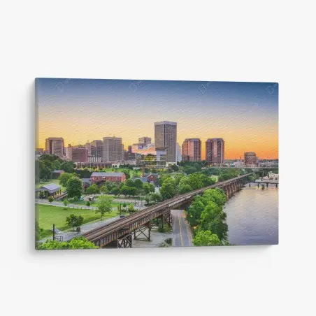 Cuadro en lienzo panorama urbano de Richmond al atardecer – Pixers®