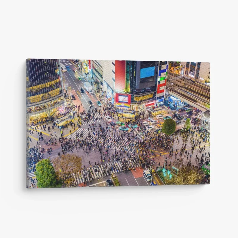 Cuadro en lienzo vibrante cruce de Shibuya por la noche