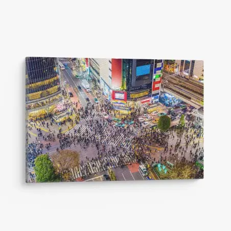 Cuadro en lienzo vibrante cruce de Shibuya por la noche – Pixers®