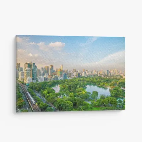 Cuadro en lienzo panorama urbano con Lumpini en Bangkok – Pixers®