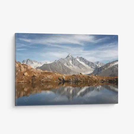 Cuadro en lienzo reflejo de cumbres nevadas – Pixers®