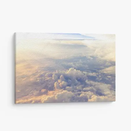 Cuadro en lienzo amanecer entre nubes vista aérea serena – Pixers®