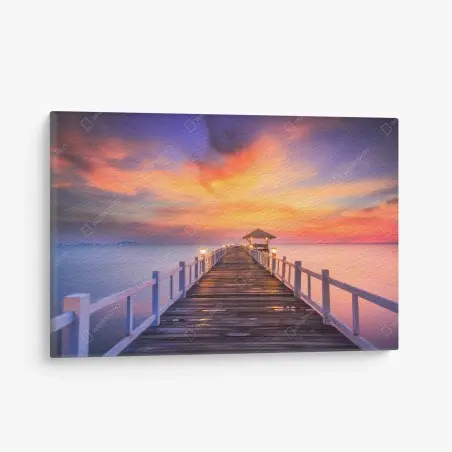 Cuadro en lienzo muelle de madera al amanecer – Pixers®