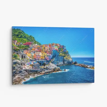Cuadro en lienzo casas de colores en acantilado de Manarola – Pixers®