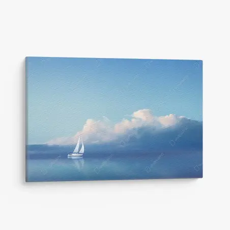 Cuadro en lienzo velero en mar sereno bajo cielo azul – Pixers®