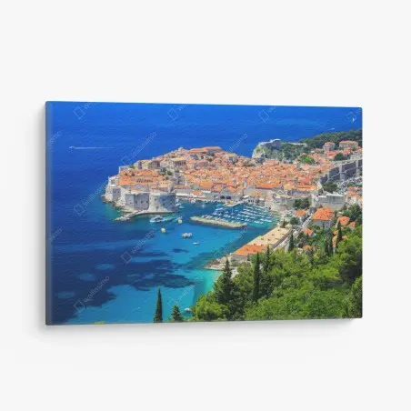 Cuadro en lienzo panorámica de Dubrovnik y su costa amurallada – Pixers®