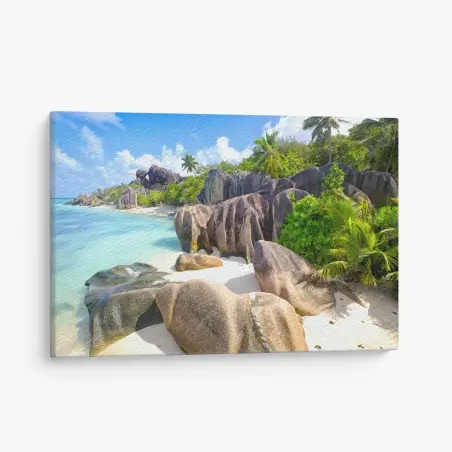 Cuadro en lienzo escena paradisíaca en Anse Source d'Argent, La Digue, Seychelles – Pixers®