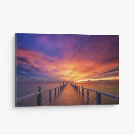 Cuadro en lienzo muelle al atardecer en isla paradisíaca – Pixers®