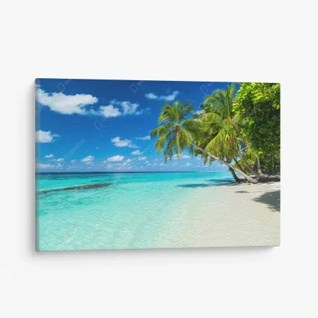 Cuadro en lienzo escena de playa tropical con palmeras – Pixers®