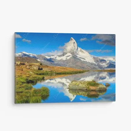 Cuadro en lienzo reflejo del Cervino en lago alpino – Pixers®