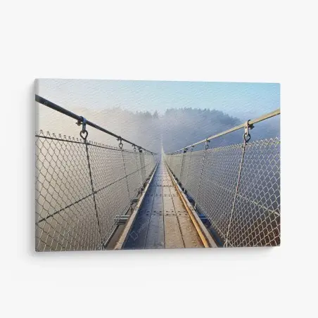 Cuadro en lienzo puente colgante entre niebla para decoración de pared – Pixers®