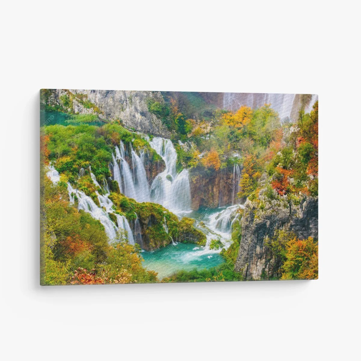 Cuadro en lienzo cascada otoñal sobre aguas turquesa – Pixers® Cuadro en lienzo cascada otoñal sobre aguas turquesa – Pixers®