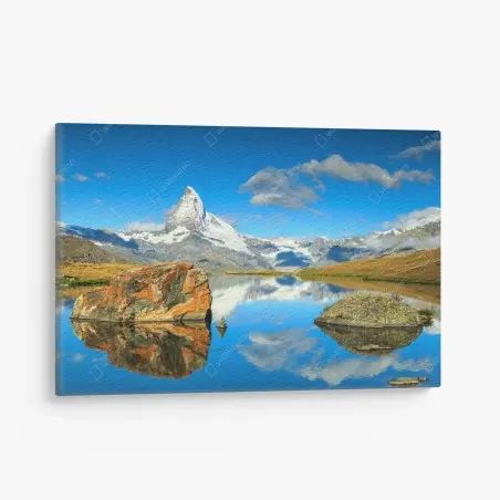 Cuadro en lienzo reflejo del Matterhorn en lago alpino – Pixers®