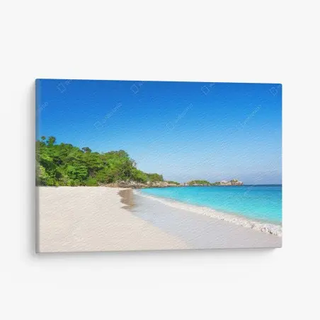 Cuadro en lienzo playa tropical de arena blanca y aguas turquesa – Pixers®