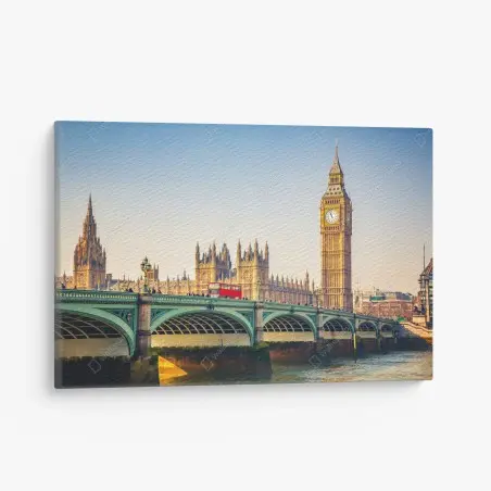Cuadro en lienzo vistas emblemáticas de Londres con Big Ben al atardecer – Pixers®