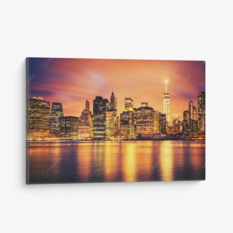 Cuadro en lienzo atmósfera dorada de Manhattan al atardecer