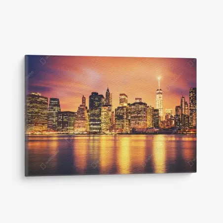 Cuadro en lienzo atmósfera dorada de Manhattan al atardecer – Pixers®