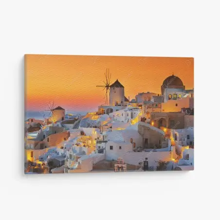 Cuadro en lienzo magia del atardecer en Oia, Santorini – Pixers®