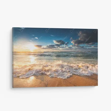 Cuadro en lienzo amanecer dorado sobre el mar – Pixers®