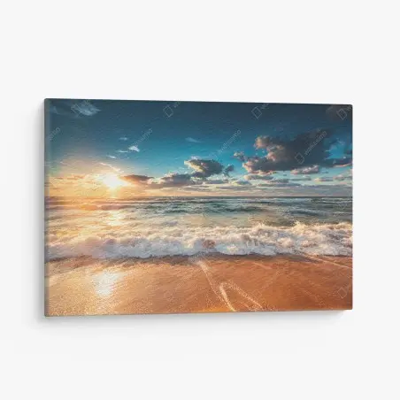 Cuadro en lienzo amanecer dorado sobre el mar – Pixers®