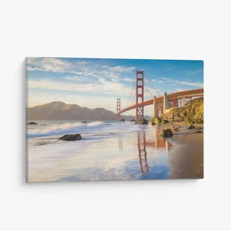 Cuadro en lienzo atardecer sobre el Golden Gate en San Francisco – Pixers®