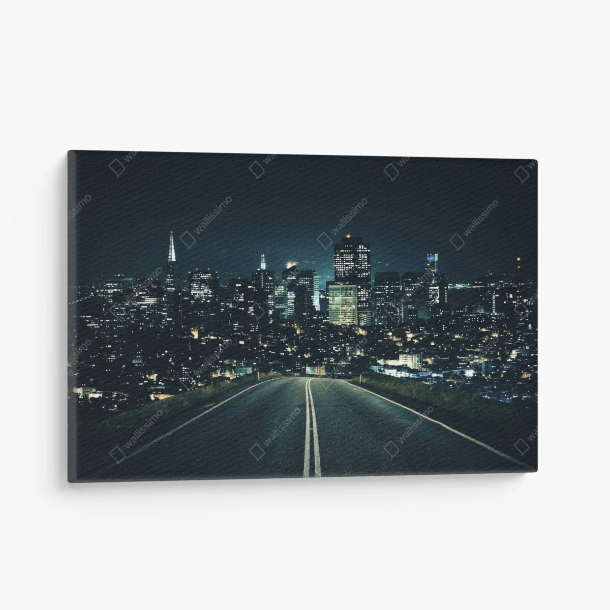 Cuadro en lienzo camino nocturno hacia la ciudad iluminada – Pixers® Cuadro en lienzo camino nocturno hacia la ciudad iluminada – Pixers®