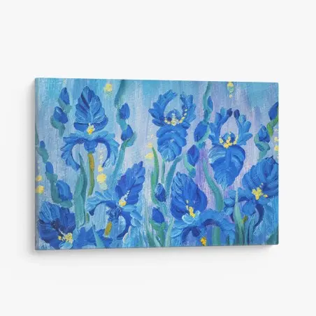 Cuadro en lienzo flores azules en pinceladas expresivas – Pixers®