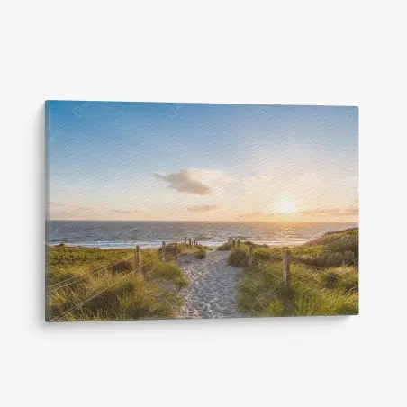 Cuadro en lienzo sendero hacia la playa al atardecer – Pixers®