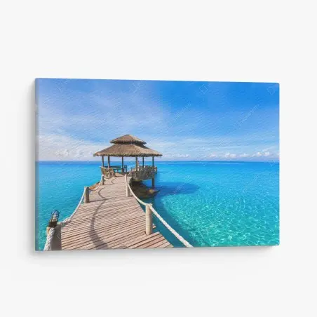 Cuadro en lienzo muelle tropical sobre mar turquesa – Pixers®