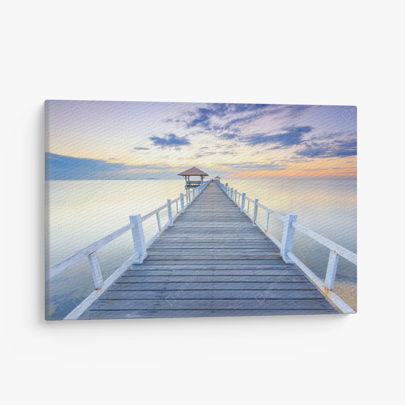 Cuadro en lienzo muelle hacia el horizonte al atardecer