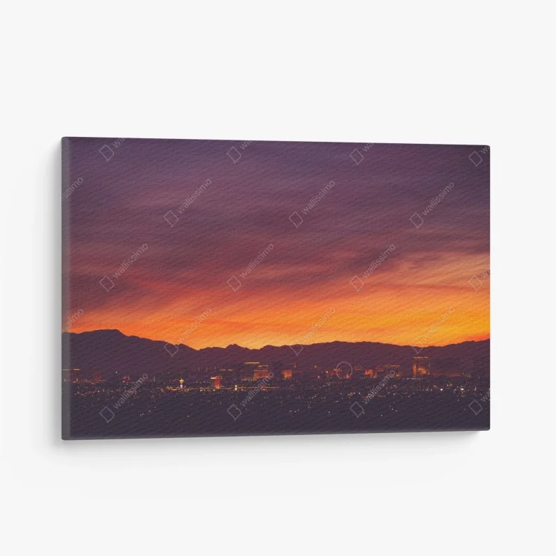 Cuadro en lienzo atardecer sobre Las Vegas en tonos vibrantes