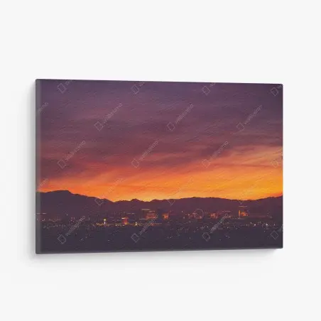 Cuadro en lienzo atardecer sobre Las Vegas en tonos vibrantes – Pixers®