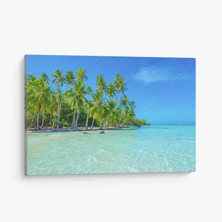 Cuadro en lienzo escena tropical con palmeras y mar turquesa – Pixers®
