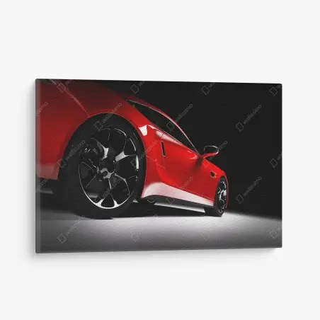 Cuadro en lienzo detalle de deportivo rojo en perspectiva baja – Pixers®