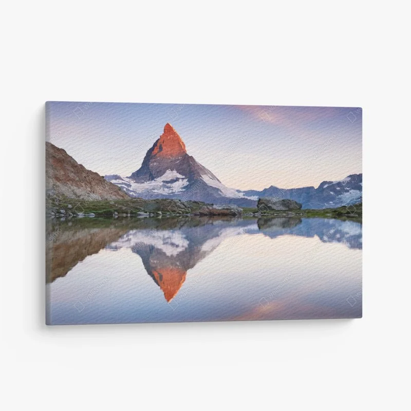 Cuadro en lienzo amanecer sobre Matterhorn con reflejo perfecto
