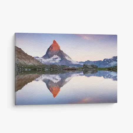 Cuadro en lienzo amanecer sobre Matterhorn con reflejo perfecto – Pixers®