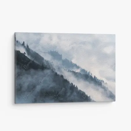 Cuadro en lienzo siluetas de montañas entre la niebla – Pixers®