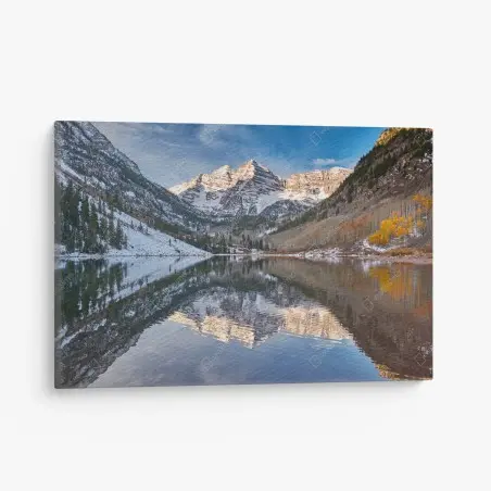 Cuadro en lienzo reflejos de montaña al amanecer – Pixers®