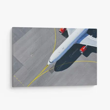 Cuadro en lienzo avión comercial sobre la pista desde el aire – Pixers®