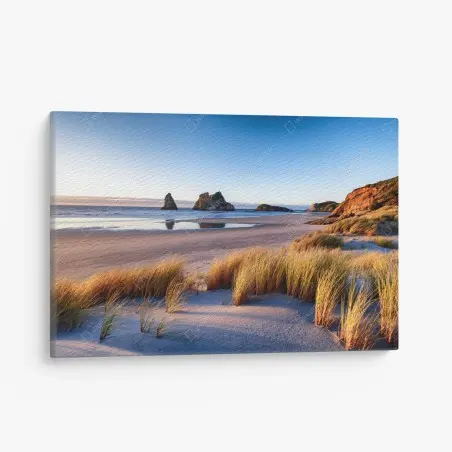 Cuadro en lienzo paisaje costero de Wharariki Beach al amanecer – Pixers®