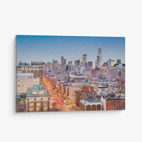 Cuadro en lienzo panorama urbano de Nueva York al atardecer – Pixers®