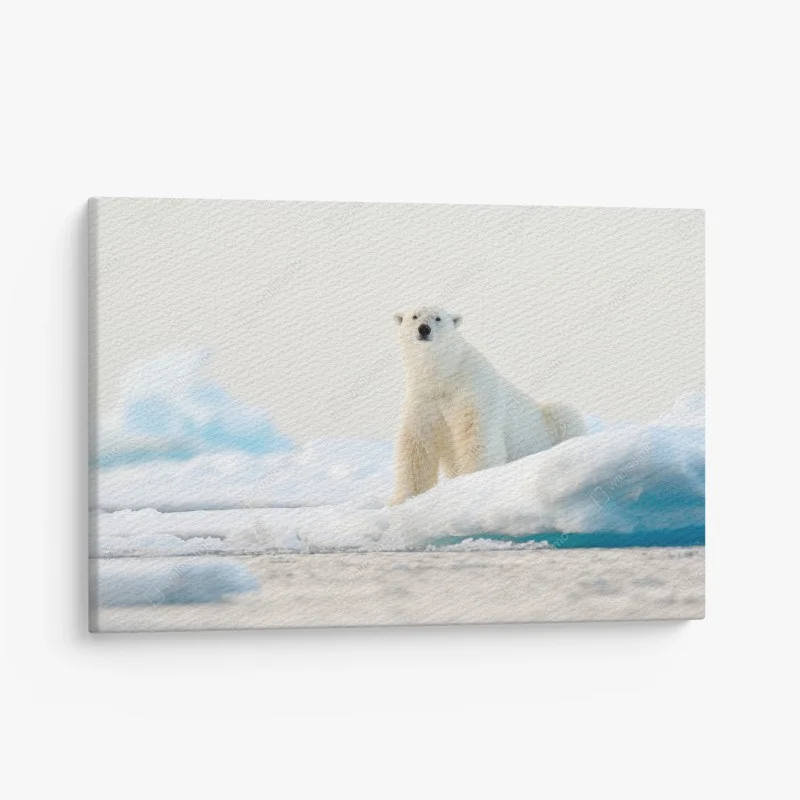 Cuadro en lienzo oso polar en el hielo de Svalbard